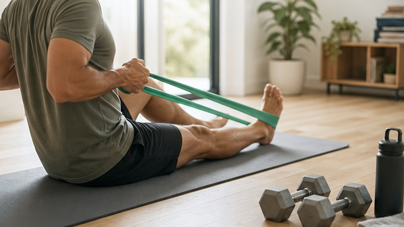beginner strength training at home editorial image