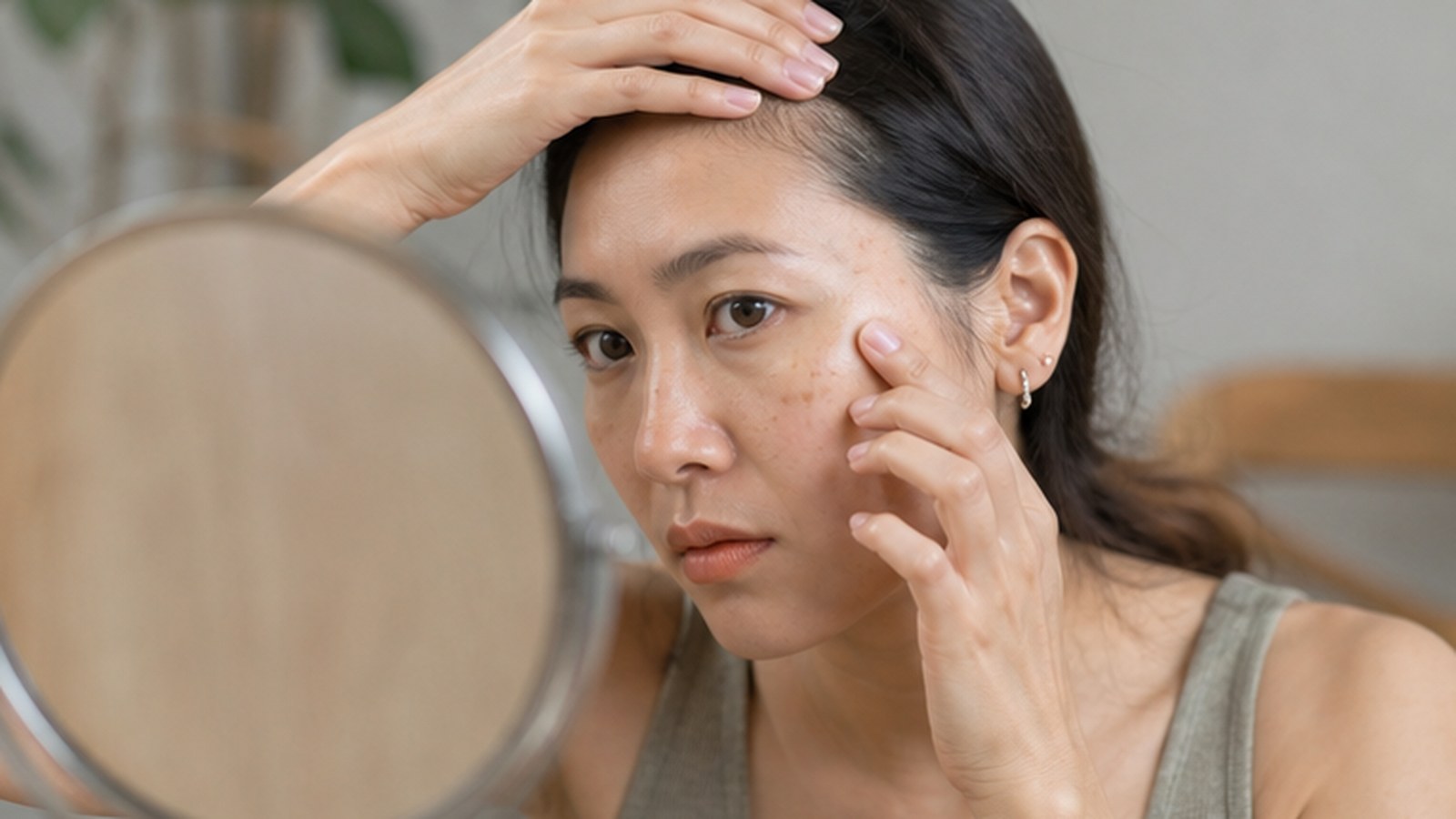hairline acne from hair products editorial image