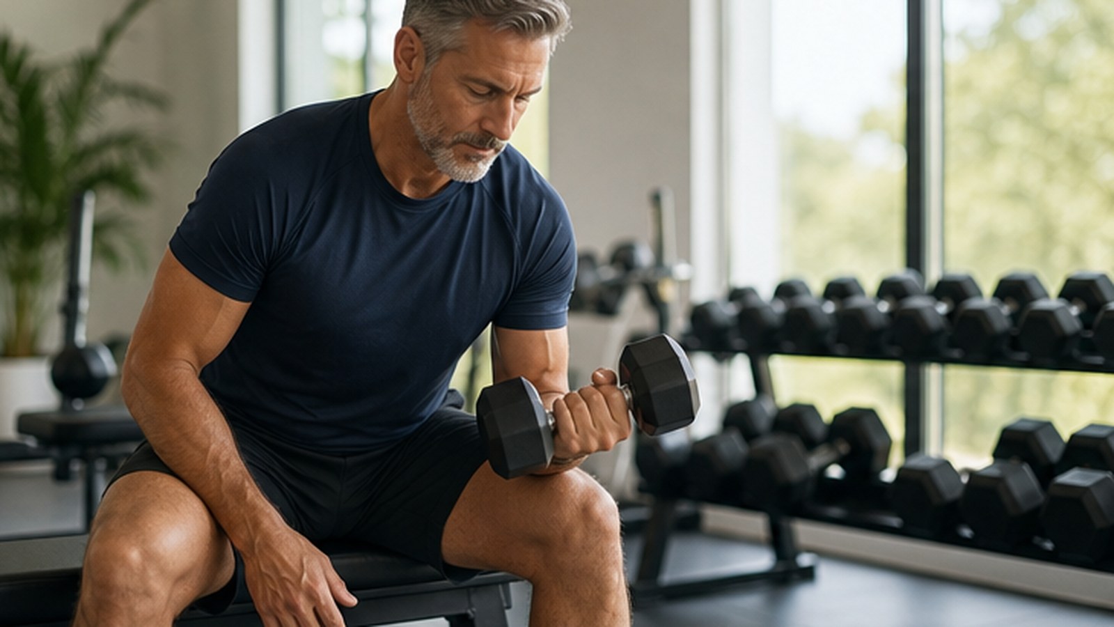 strength training for men over 40 editorial image