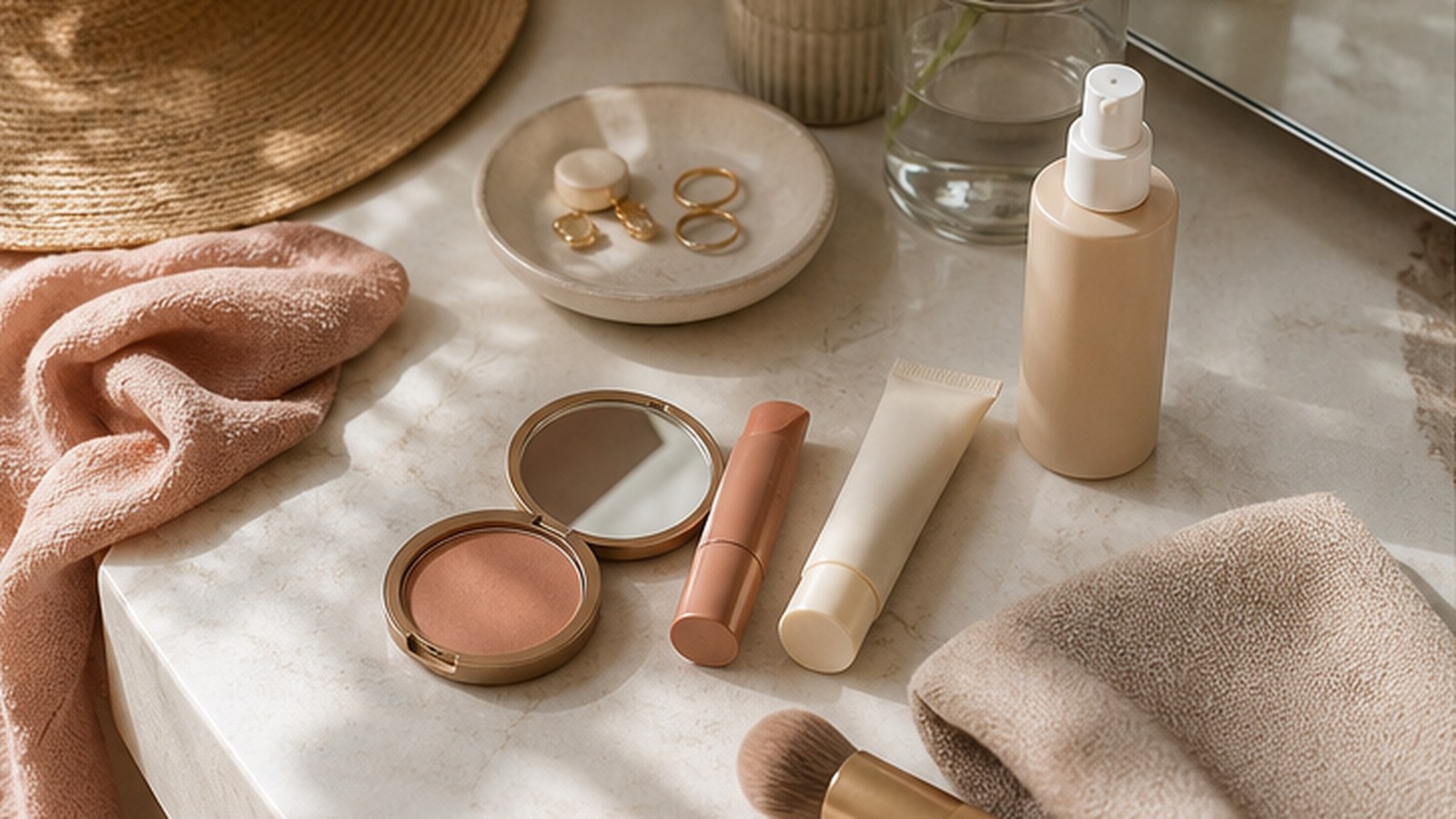 sunscreen under makeup editorial image